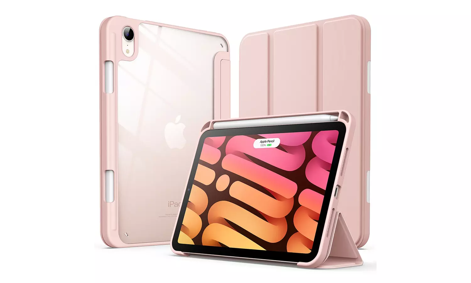Clear Back Case for iPad mini 6 with Pencil Holder, Slim Stand Shockproof Cover