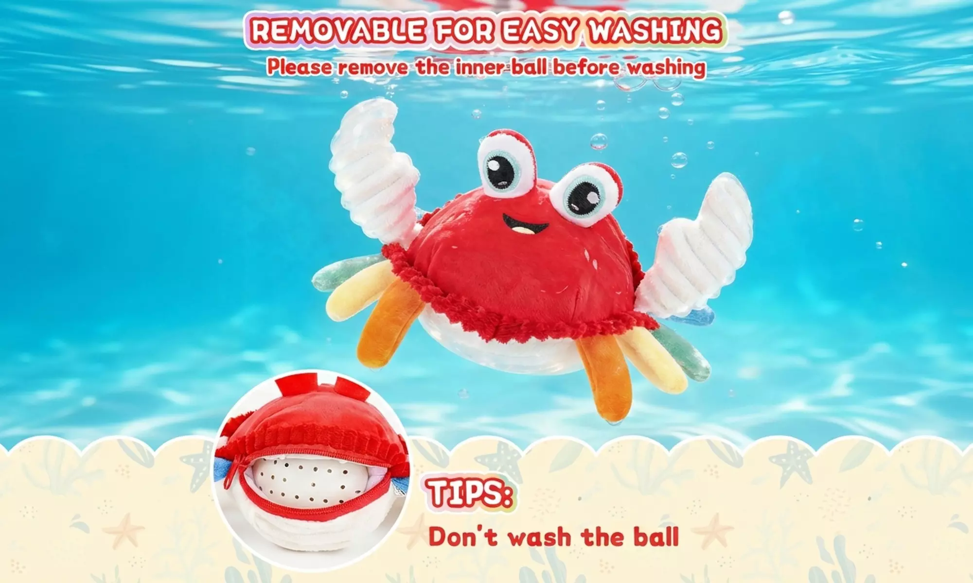 deAO Toys Plush Dancing Crab Musical Toy with Lights