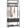 Image 2: HomCom Coat Rack with Shoe Storage Bench and Hooks
