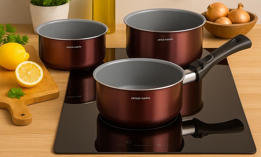 Image 1: Arthur Martin Set of 3 Casseroles with Durable Non-Stick Design 