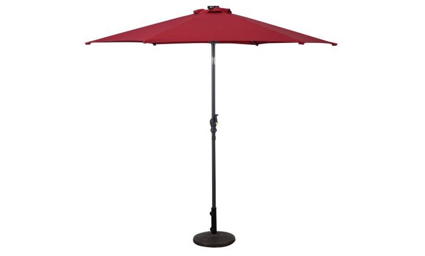 Image 9: 9ft. Patio Umbrella Solar LED Lights Steel Tilt with Crank