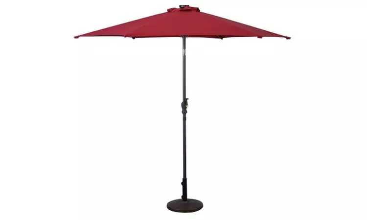 9ft. Patio Umbrella Solar LED Lights Steel Tilt with Crank
