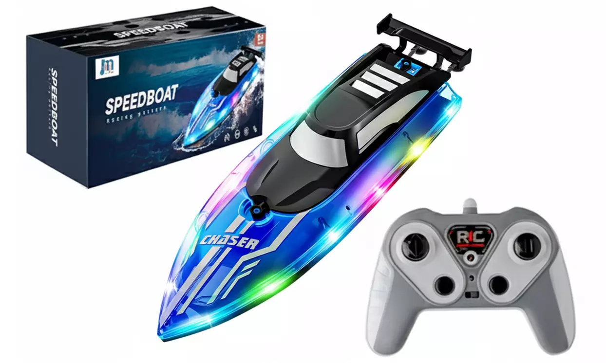 Boat with LED Lights - 2.4 GHz Remote Control Racing Boat