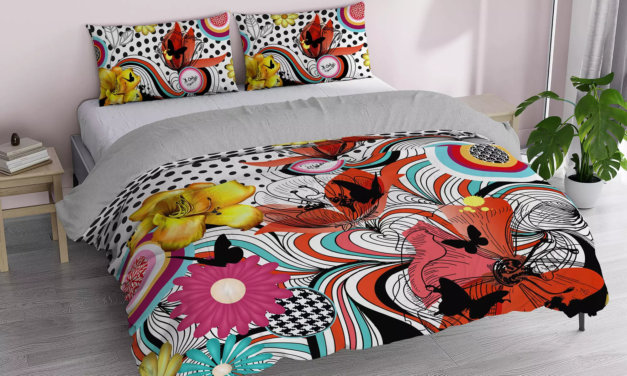 Parure copripiumino Kiosa in stampa digitale