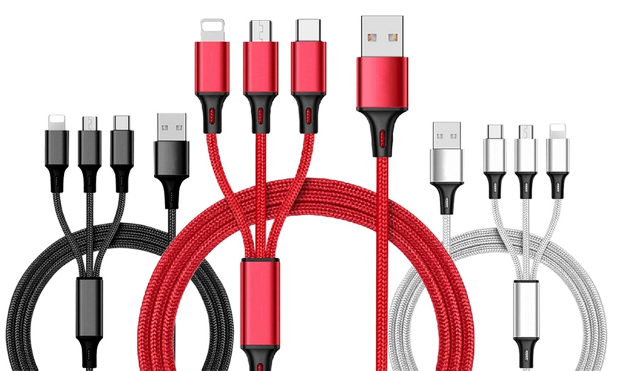 Image 1: 1x, 2x oder 3x 3-in-1 USB-Ladekabel