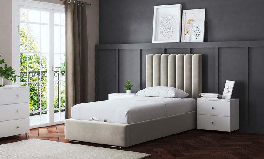 Image 5: Evangeline Panel Bed with Optional Ottoman Gas Lift Storage