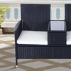 Image 5: Outsunny Two-Seater Rattan-Effect Chair with Integrated Table, Black