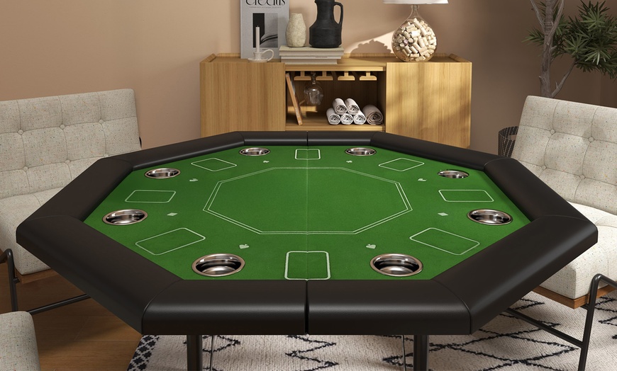 Image 7: SPORTNOW Poker Set and Foldable Poker Table 