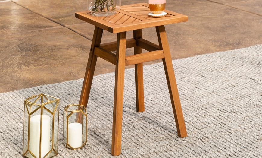 Image 2: Square Wooden Side Table