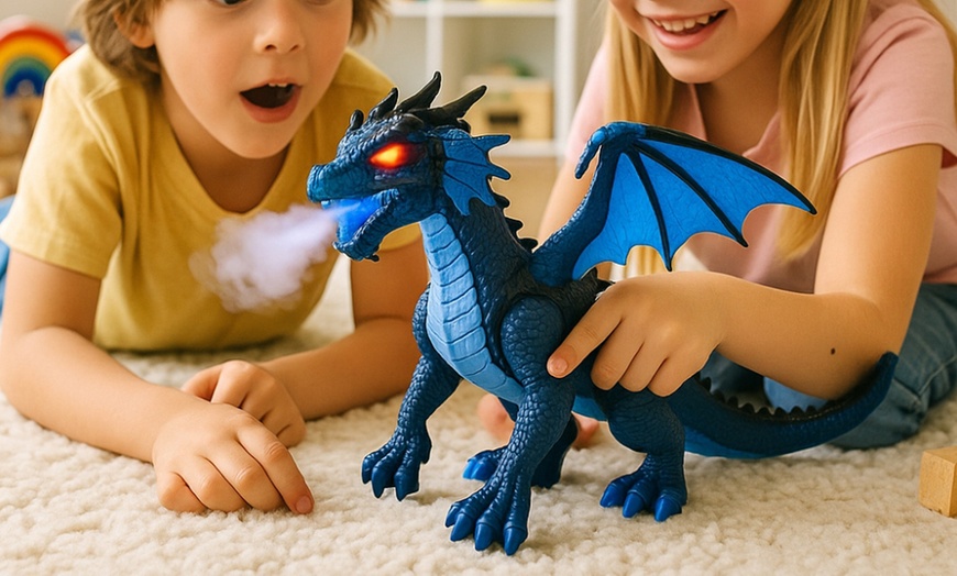 Image 5: Dragon de feu interactif 35 cm pour enfants avec sons et effets vapeur