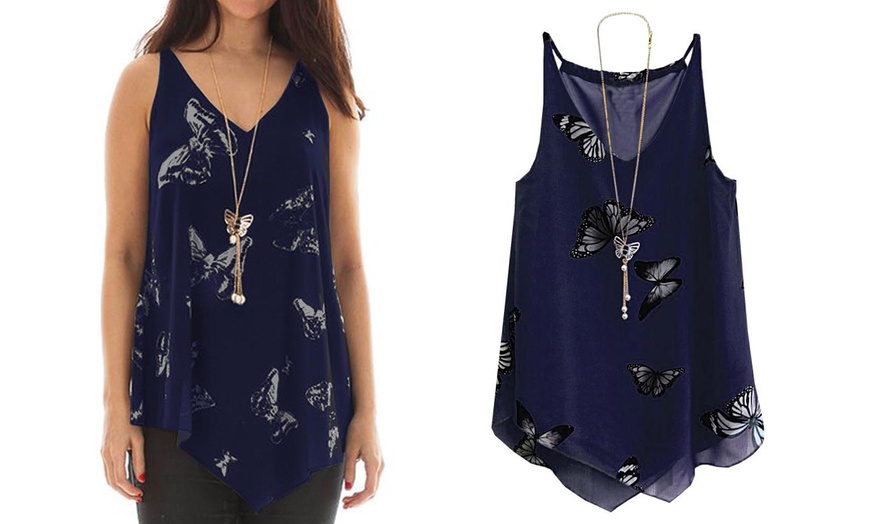 Image 4: Butterfly Print Chiffon Top