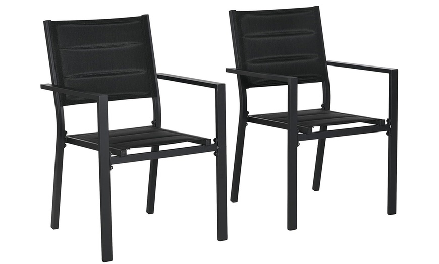 Image 2: Two Garden Dining Chairs in Black, Grey or Beige