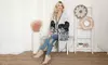 Riah Fashion Aztec Printed Knitted Terry Cardigan 