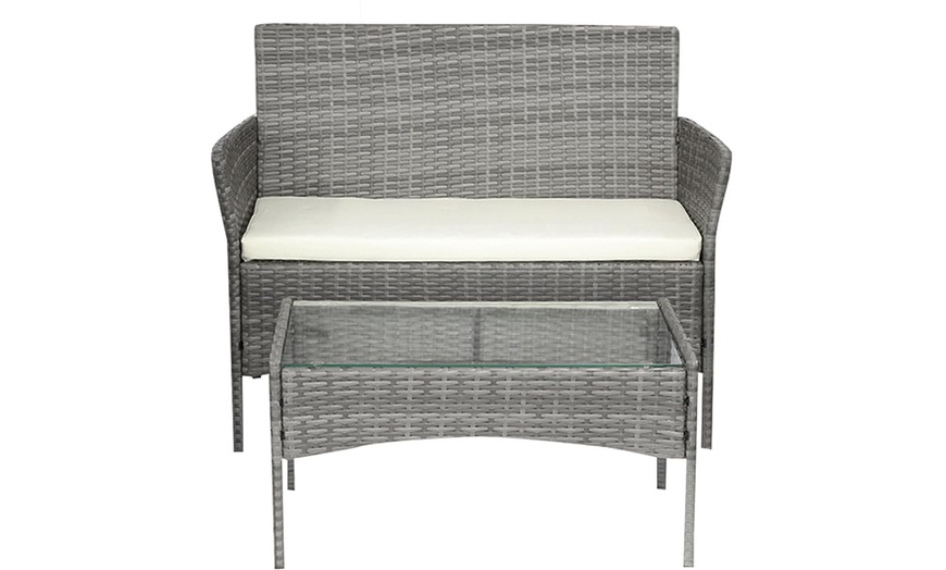 Image 2: Four-Seater Wicker Garden Furniture with Table