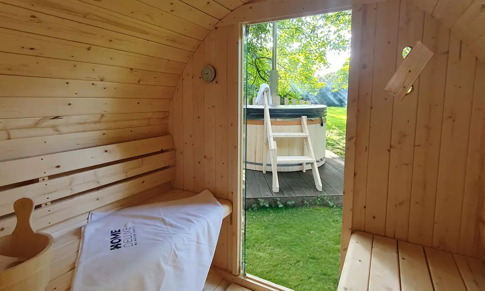 Home Deluxe Outdoor Fasssauna LAHTI für 2 Personen inklusive Zubehör
