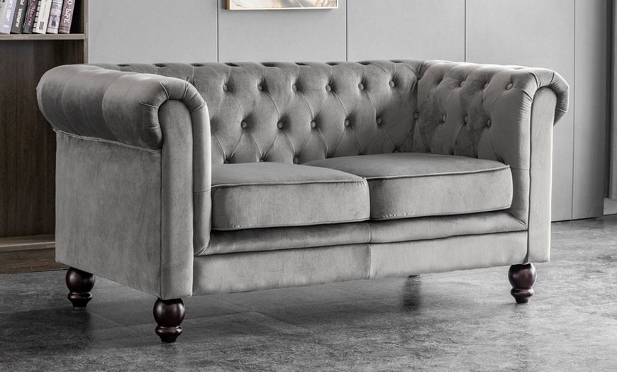 Image 2: Chesterfield Velvet Sofa Sets