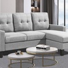 Image 2: Reversible Velvet L-Shaped Sectional Sofa with Ottoman Corner Couch