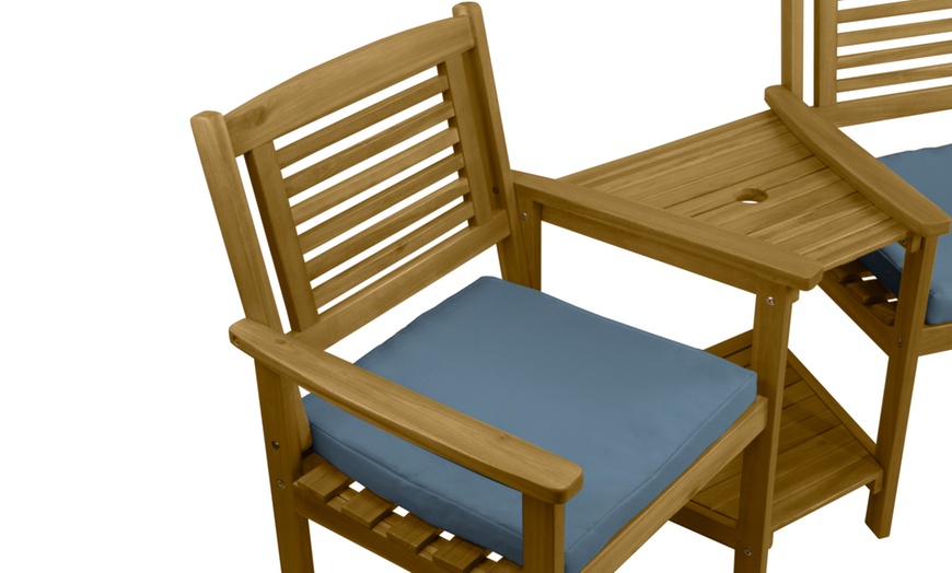 Image 4: Companion Seat with Two-Tier Table and Cushions