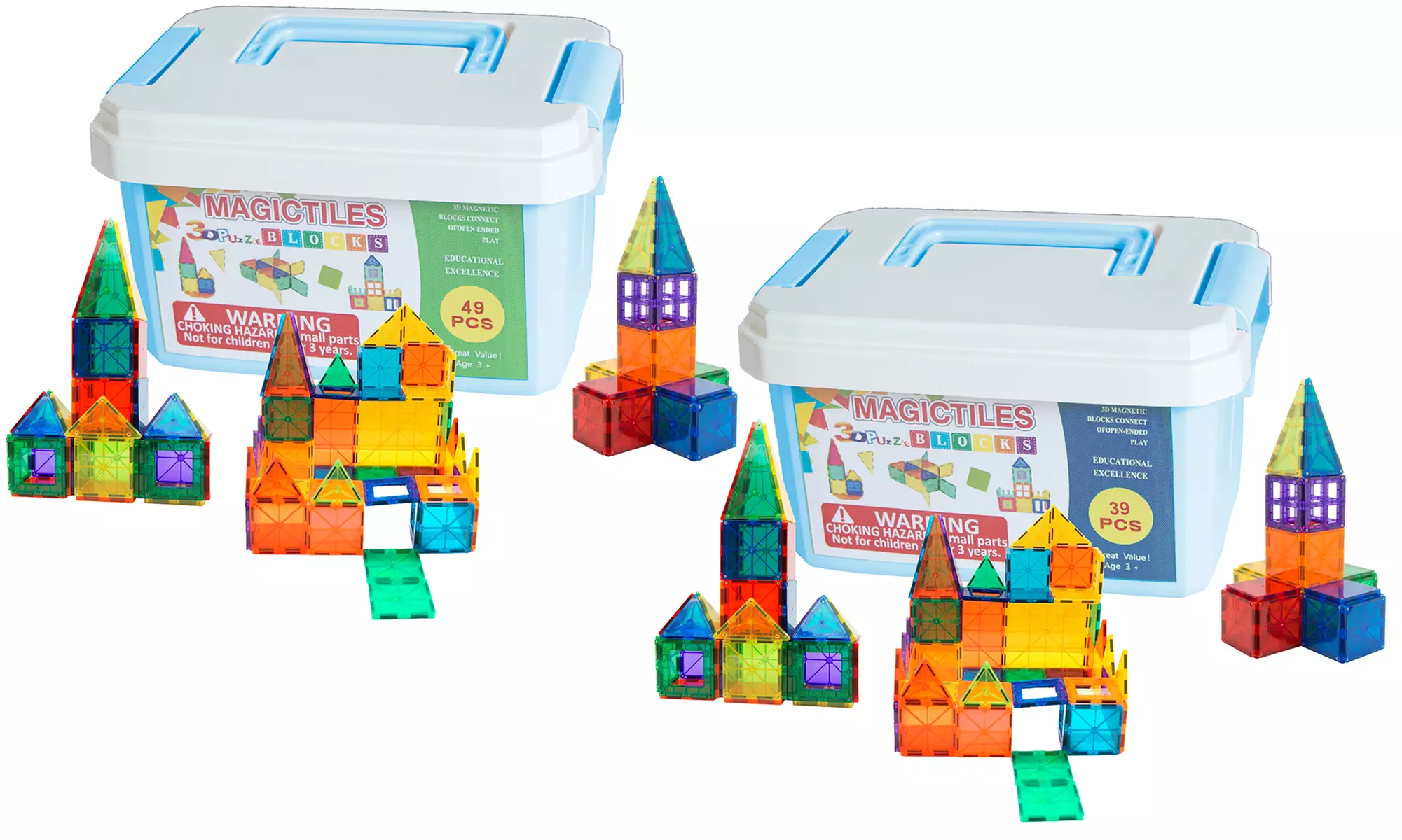 Zummy Kids' Magnetic Building Blocks Tile Set (39- or 49-Piece) - Primary Image