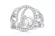 Crystal Monogram Ring in Sterling Silver - Second Medium