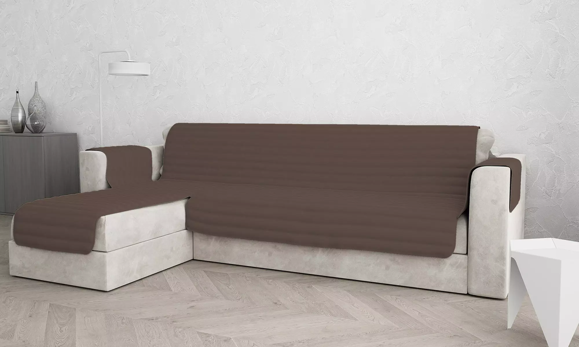 Copridivano trapuntato con penisola