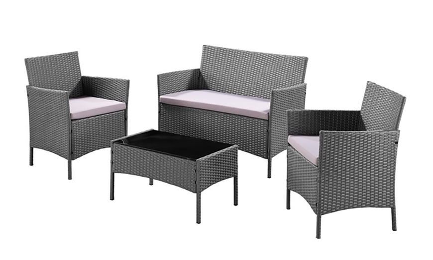 Image 35: 4-Piece Rattan-Effect Lounge Set