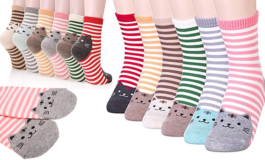 Image 1: Cat Heel and Toe Socks Six-Pack