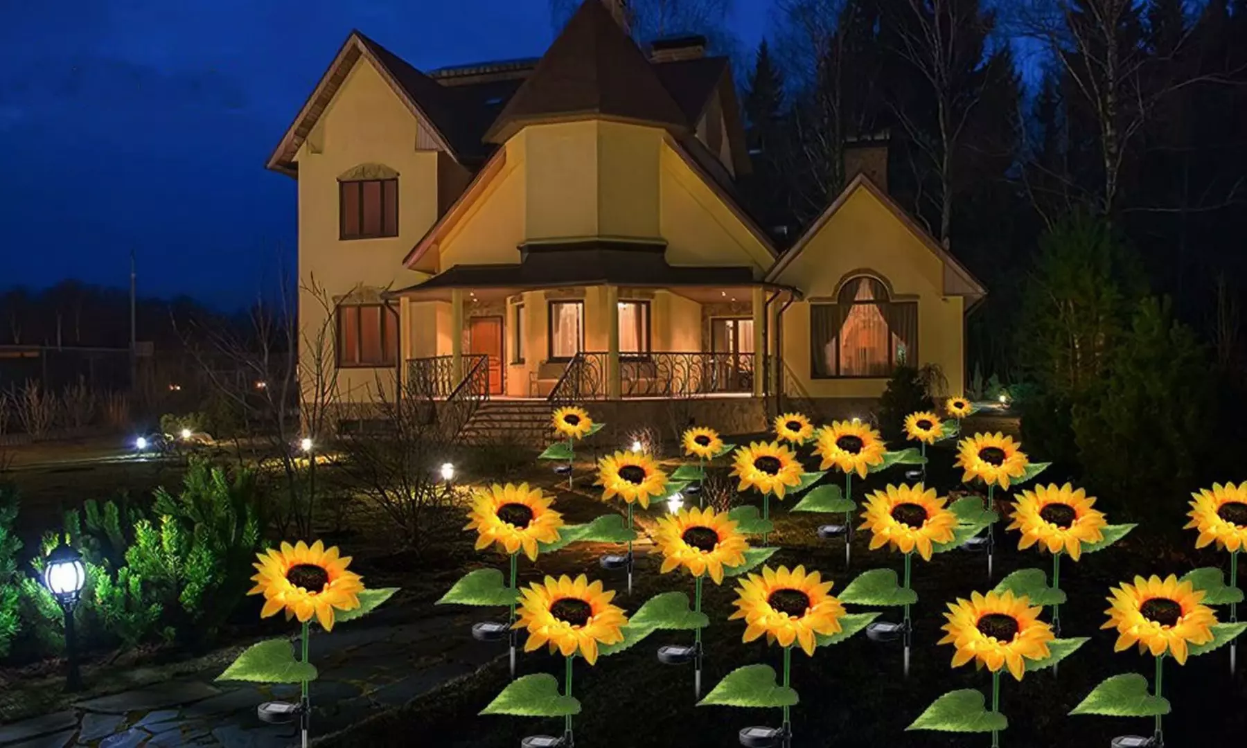 2/4 Pack Solar Lights Solar Sunflower Lights for Outdoor Garden Decor