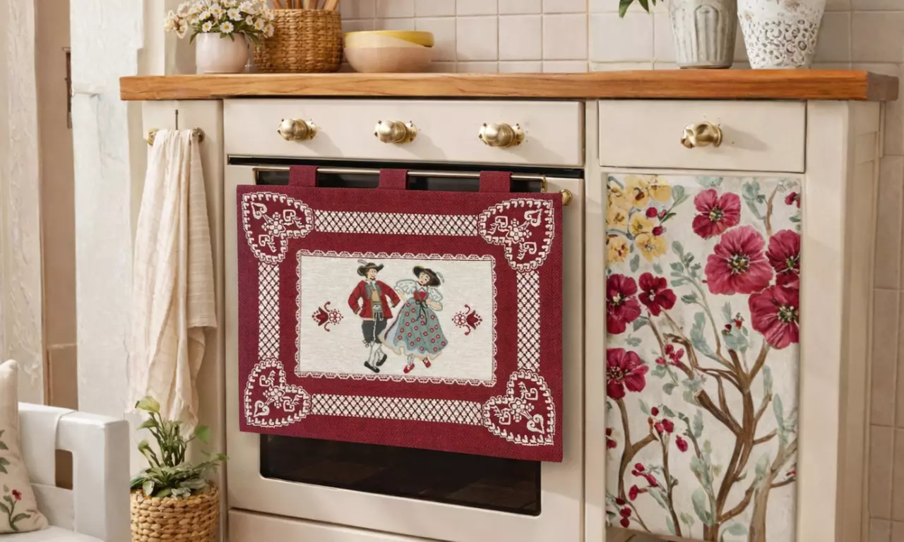 Copriforno cucina universale in ciniglia