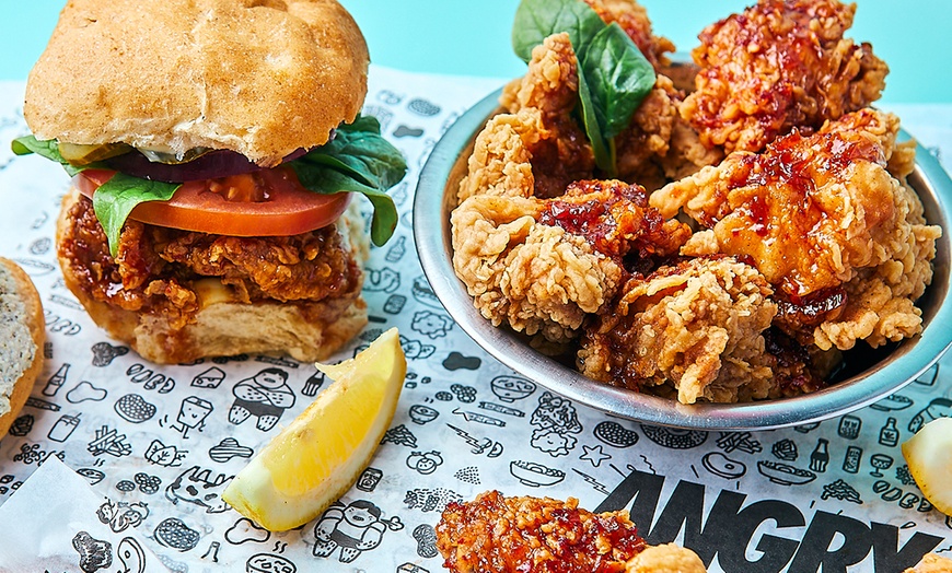 Image 2: Chicken-Wings, Chicken-Bites oder Chicken-Burger mit Beilage & Getränk