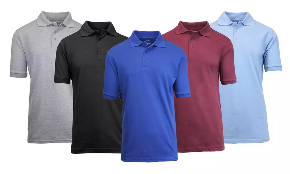 Galaxy By Harvic Men's Short-Sleeve Pique Uniform Polos (2-Pack). Extended Sizes Available. - Primary Image