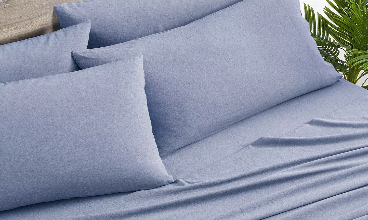 Bamboo 2000 Thread Count 6-Piece Chambray Heathered Sheet Set with SnugGrip