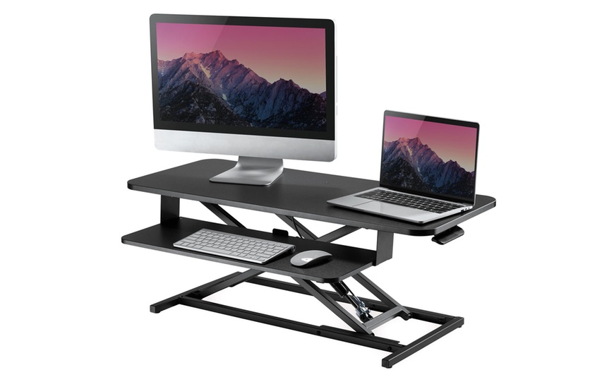 Image 2: 95cm Large Ergonomic Sit-Stand Workstation