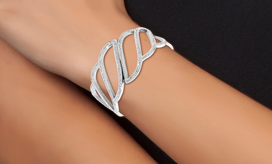 Image 8: Bracelet en acier inoxydable, orné de cristaux scintillants SC Crystal