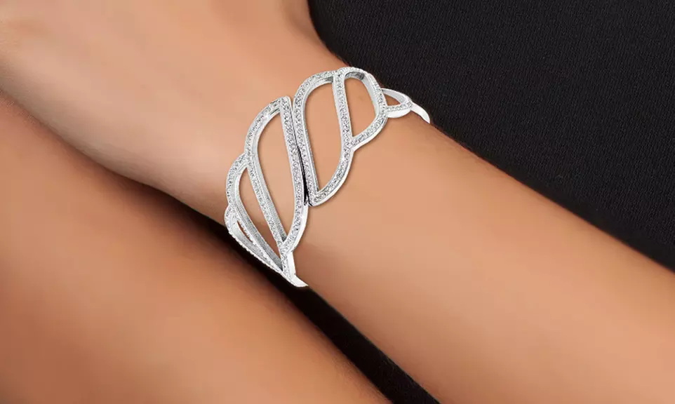 Bracelet en acier inoxydable, orné de cristaux scintillants SC Crystal