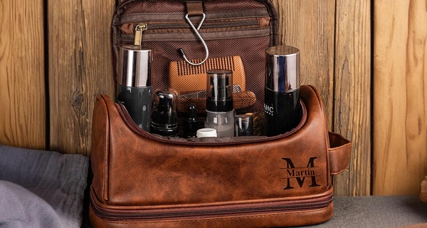 Travel in Style With Personalized Vegan-Friendly Leather Toiletry Bag (Up to $maximum_of_discount_percentage Off)