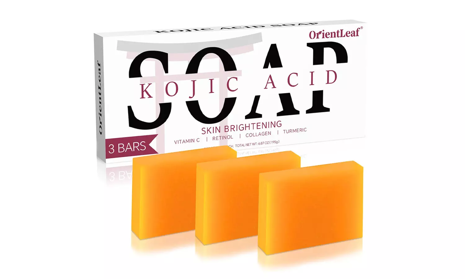 OrientLeaf Skin Brightening Kojic Acid Turmeric Soap Bars - 3 or 6 Pack