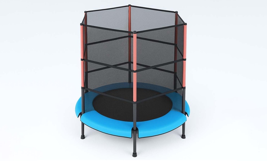 Image 3: Alivio Kids Jumping Trampoline with Safety Enclosure Net 