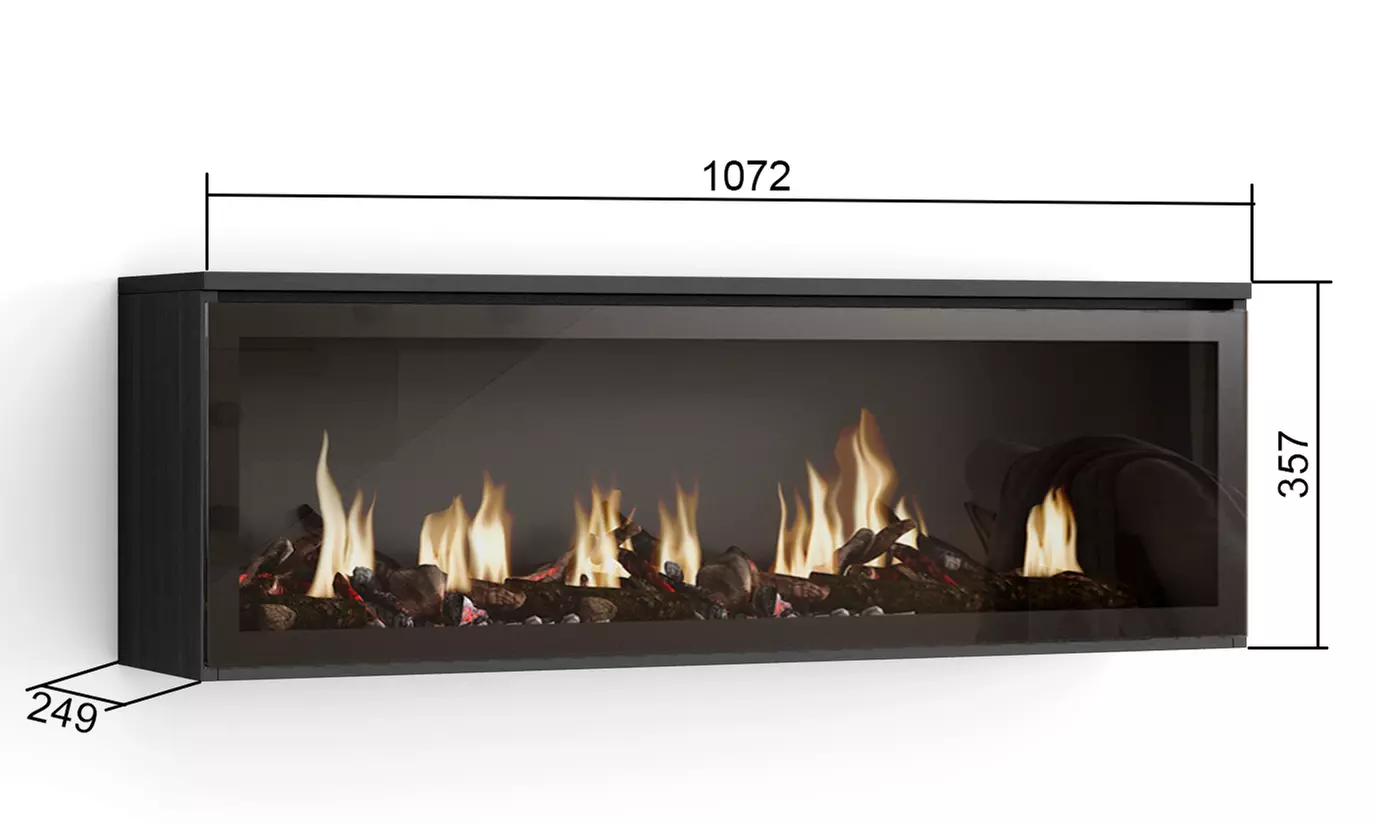 Elektrischer LED-Kamin COZY mit 3D-Feuereffekt, opt. mit Hängeboard