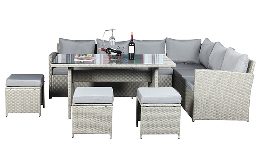 Image 3: Knutsford 9 Seat Corner Rattan Dining Set
