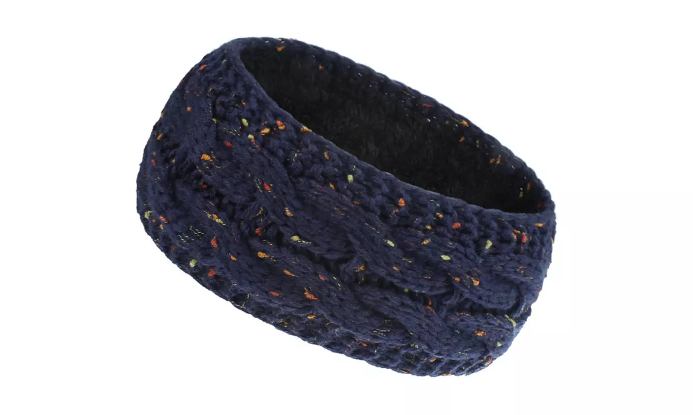 Winter Fuzzy Fleece Lined Thick Knitted Headband Headwrap 