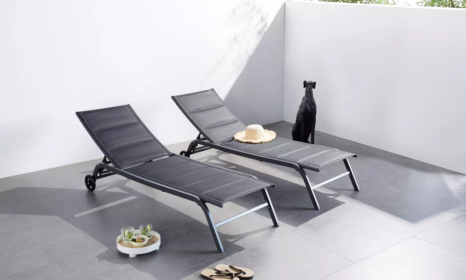 Lot de 2 transats en aluminium AUCKLAND, Kokoon