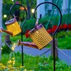 Image 1: Solar Watering Can Light - Warm White LED Rainfall Effect Garden Stake