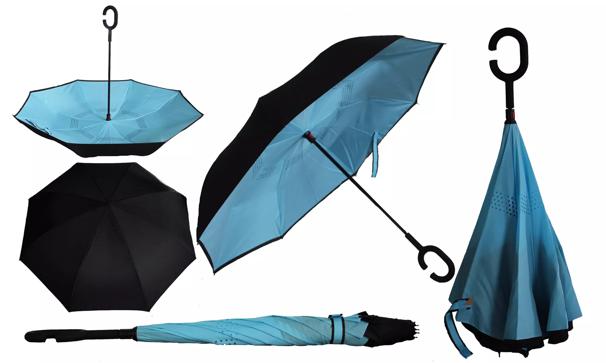 Zummy C-Handle Double-Layer Windproof Reverse Folding Smart Umbrella