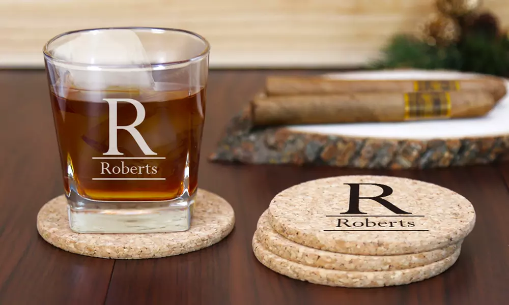 Custom Cork Coasters and Whiskey Glass from Monogram Online (Up to 69% Off) - Primary Image