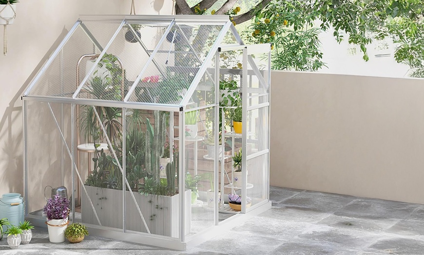 Image 3: Outsunny 6 x 6 ft Walk-In Polycarbonate Greenhouse