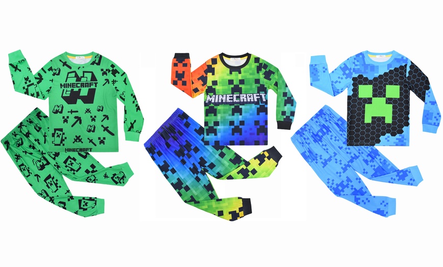 Image 1: Two-Piece Minecraft Inspired Kids' Pyjamas Set 