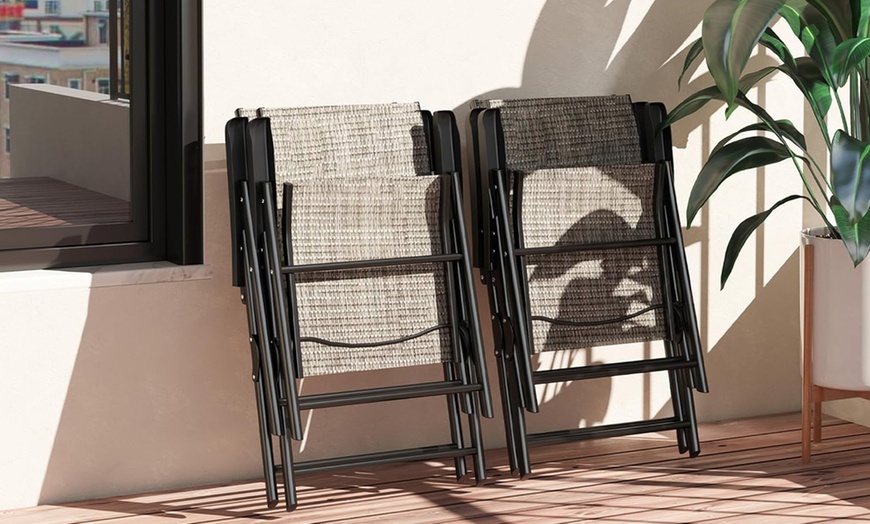 Image 13: Outsunny Set of 4 Folding Garden Chairs
