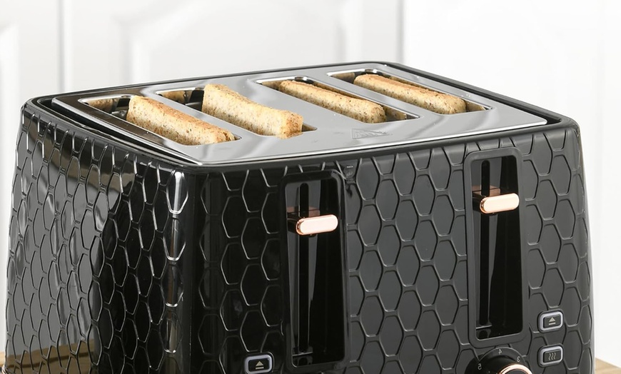 Image 5: HomCom Kettle and Toaster Set, 1.7L Kettle and Stylish 4-Slice Toaster