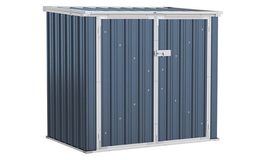 Image 2: Outsunny 5ft x 3ft Garden 2-Bin Steel Storage Shed